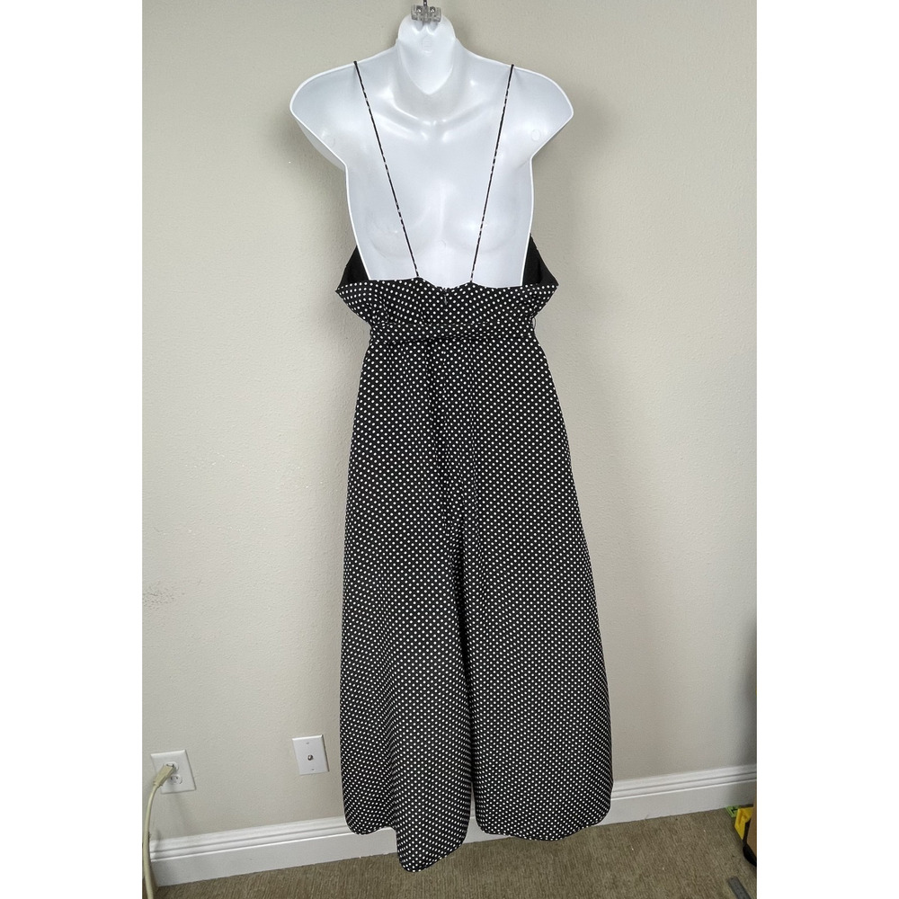 AYR Silk faux wrap Black and White Polka Dot Midi Dress - Picture 8 of 14